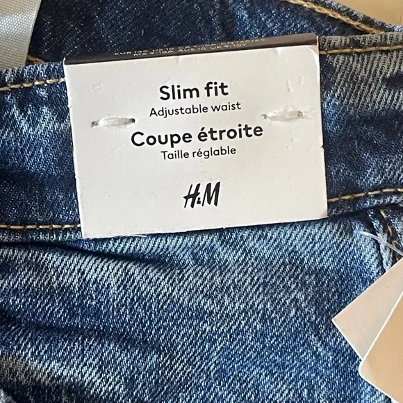 H&M Kids Slim Fit Jeans Size 10 Adjustable Waist Blue Denim New With Tags - Picture 5 of 10